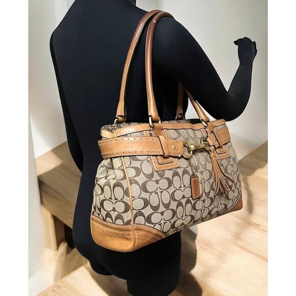 Y2K Coach 10508 Hampton Signature Satchel Bag & Wristlet - Picture 11 of 16